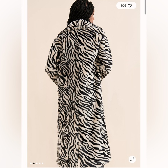 Zebra Print Faux Fur Coat - Picture 4 of 4